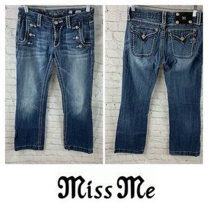Miss Me Wide Leg Destroyed Ripped Bling Jeans
